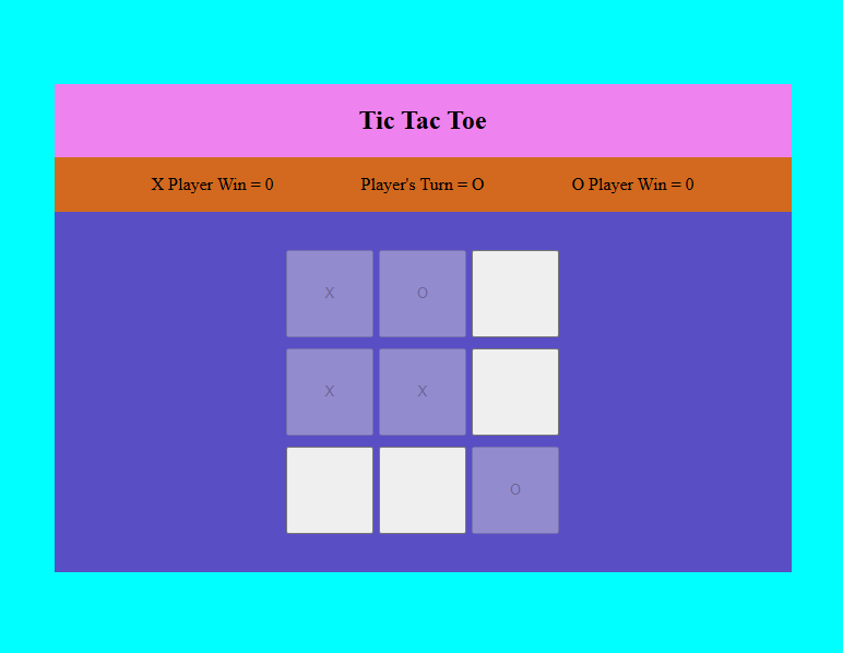 Tic Tac Toe Game using HTML CSS JS